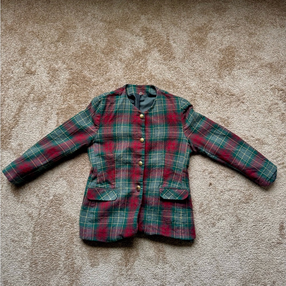 Wool Plaid Women's Jacket - Red and Green